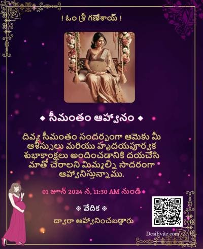 Indian baby shower invitation card modern theme