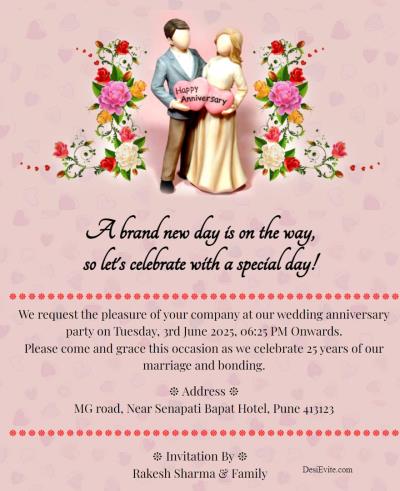 Happy Anniversary Invitaion for all..