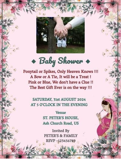 Floral Theme Baby Shower Invitation