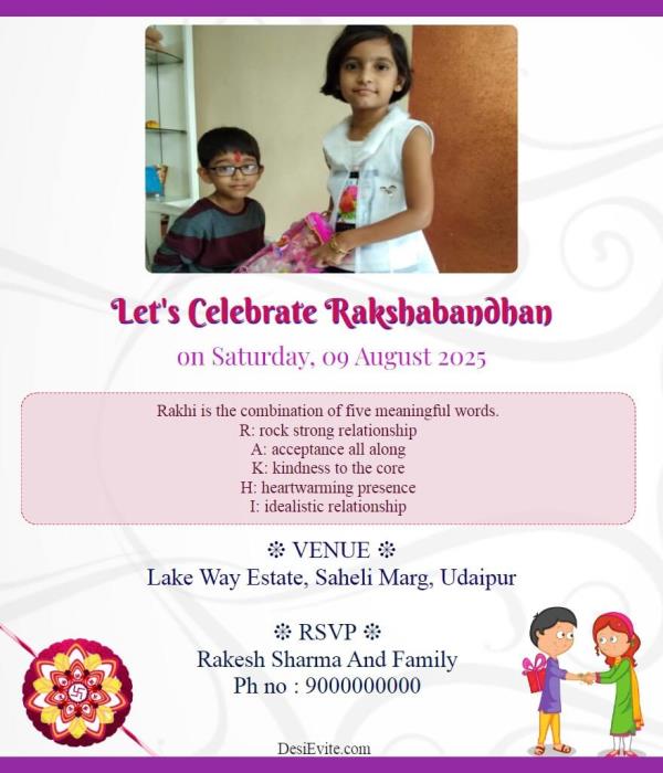 Rakshbandhan card with photo