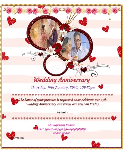 Wedding Anniversary Invitation with photo upload option 