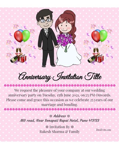 25th wedding Anniversary Invite you all