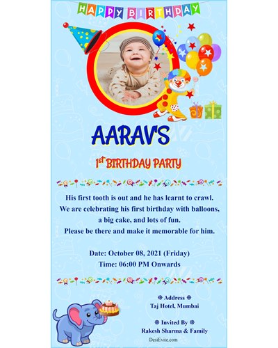 Baby Boy 1st Birthday Invitation Cards 20 Pcs