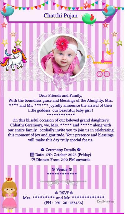 Baby Girl Chatthi Pujan eCard