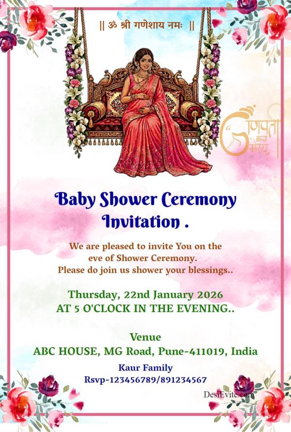 Mordern baby shower invitation watercolor floral