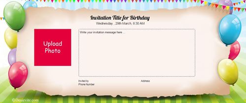 HD Birthday invitation card with photo upload