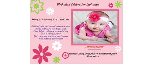 Birthday Invitation Flower Theme for Whtsapp