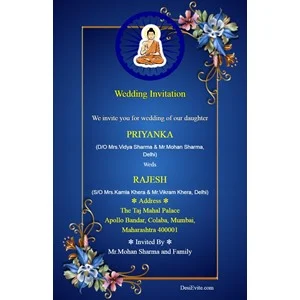buddhist wedding invitation card and matter in english