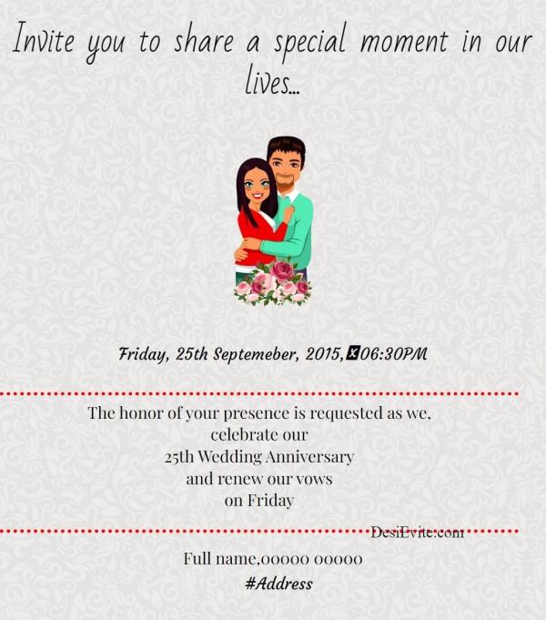 free Wedding Anniversary Invitation Card & Online Invitations