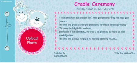 free baby boy naming ceremony Invitation Card & Online Invitations