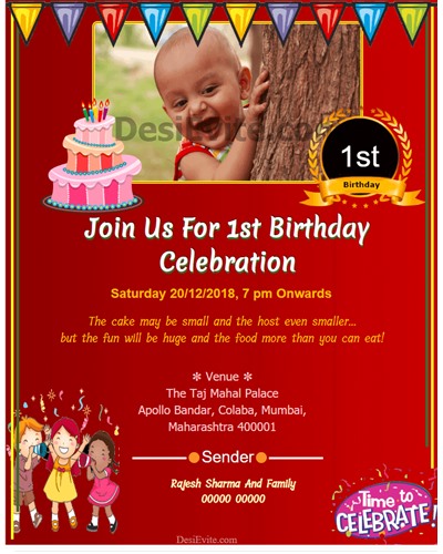 free 1st Birthday Invitation Card & Online Invitations