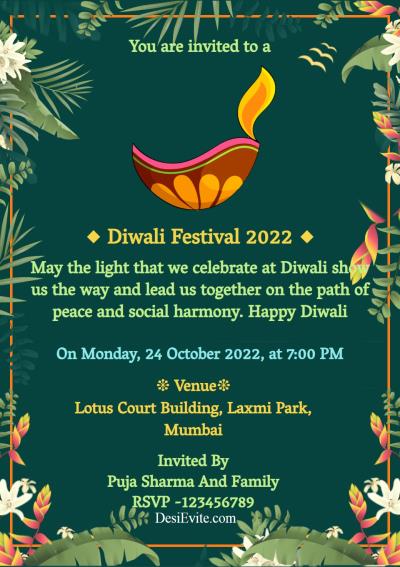 deepwali invitation card hariyali theme