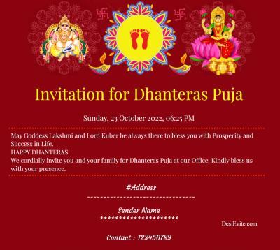 Invitation for Dhanteras