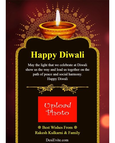 diwali greeting card with photo