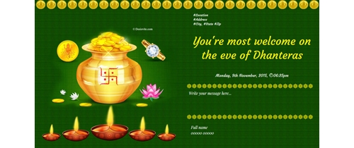 Dhanteras function invitation ecard