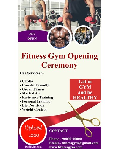 fitness club gym inauguraton coming soon ecard