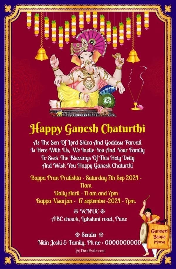 free Ganesh Chaturthi Invitation Card & Online Invitations