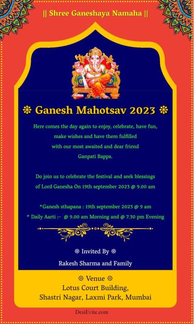 Wedding Invitation Card Ganesha Stock Vector  Illustration of background  motif 227186192