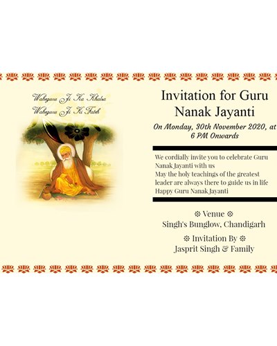 Invitation for Guru Nanak Jayanti