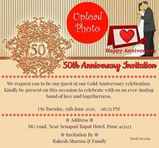 50th Wedding Anniversary Invitation ecard