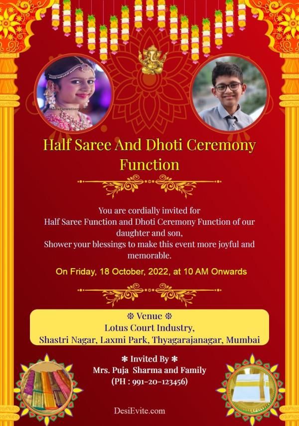 Half Saree and Dhoti Ceremony