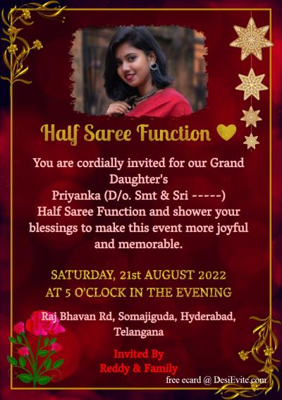 Half saree function modern theme card
