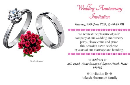 This is the time for celebration join the evening party Happy Anniversary