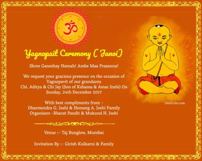 Thread ceremony / Yagnopait Ceremony Invitation