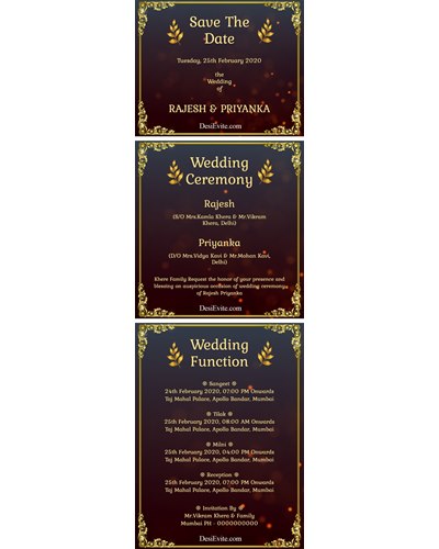 Multiple function 3 pages wedding ecard with PDF download