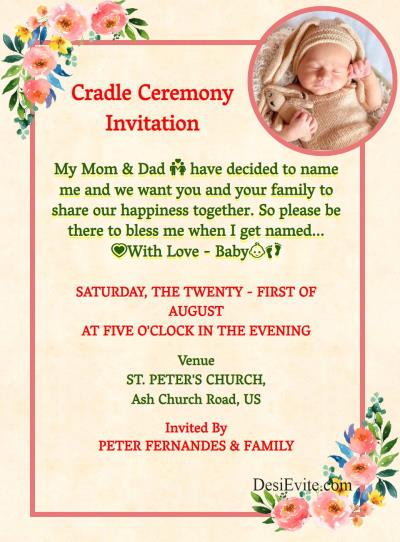 naming ceremony invitation card western style