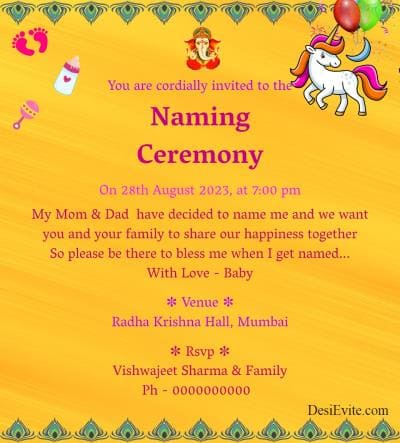 Naming ceremony invitation ecard free without watermark