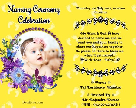 free Baby girl naming ceremony Invitation Card & Online Invitations