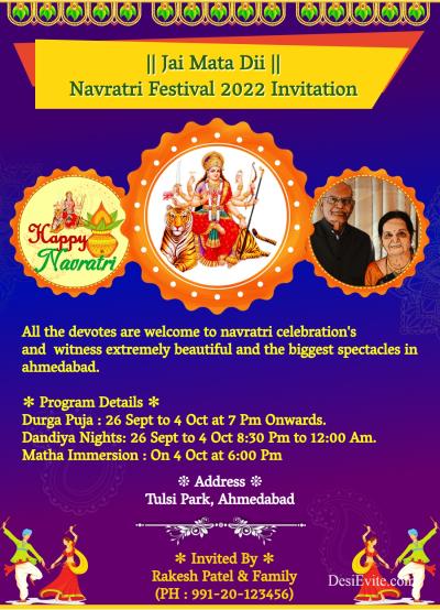 free Navratri Festival Invitation Card & Online Invitations