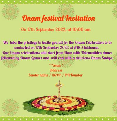 Onam Festival Invitation