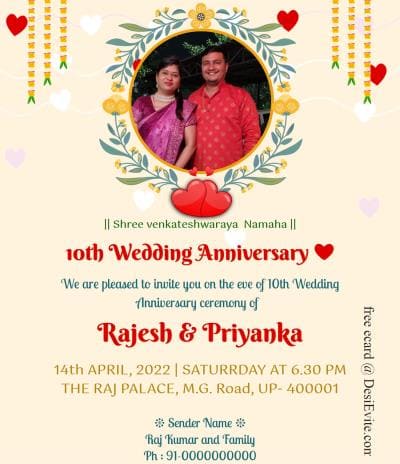 peach floral anniversary invitation ecard