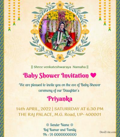 peach floral baby shower invitation ecard