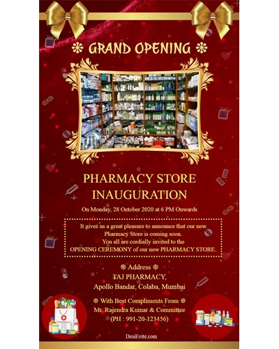 pharmacy store inauguration ecard