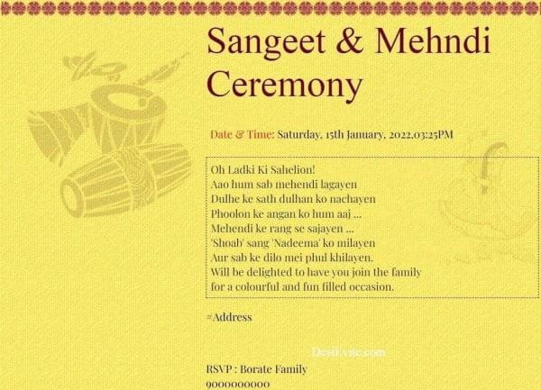 Welcome to Sangeet Ceremony Invitation