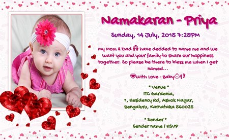 free Baby girl naming ceremony Invitation Card & Online Invitations