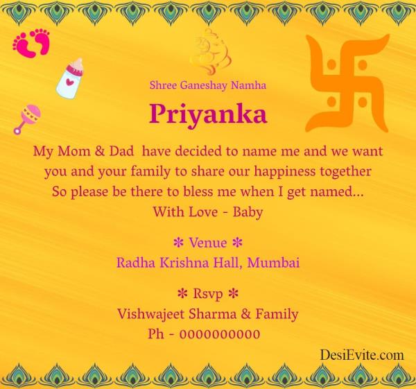 invitation ecard for Baby Namkaran Function