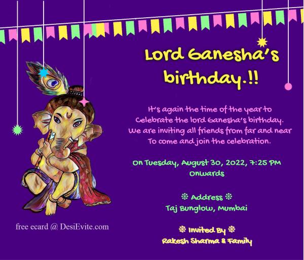 free Ganesh Chaturthi Invitation Card & Online Invitations