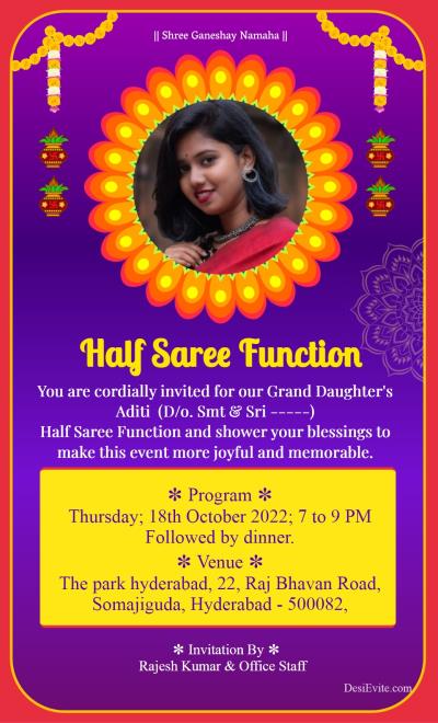 Half Saree Invites as Indian Half Saree Cards,half Sari Invite as Indian  Puberty Invites , Indian Invitation, Digital Indian Invitation - Etsy