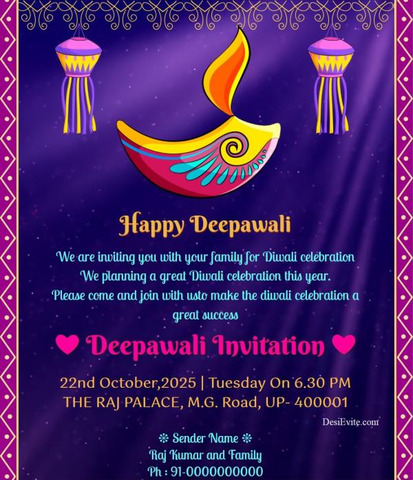 traditional diwali invitation ecard