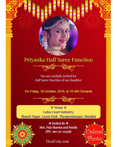 half saree invitation cards invitations Design Gallery