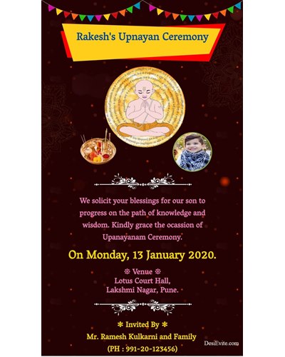 upnayan ceremony card universe theme