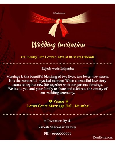 Auspicious occasion of Happy Wedding Invitation