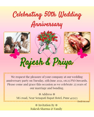 Wedding anniversary invitation discount